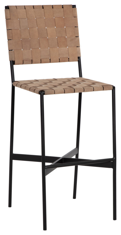 Omari Barstool Sueded Light Tan Leather