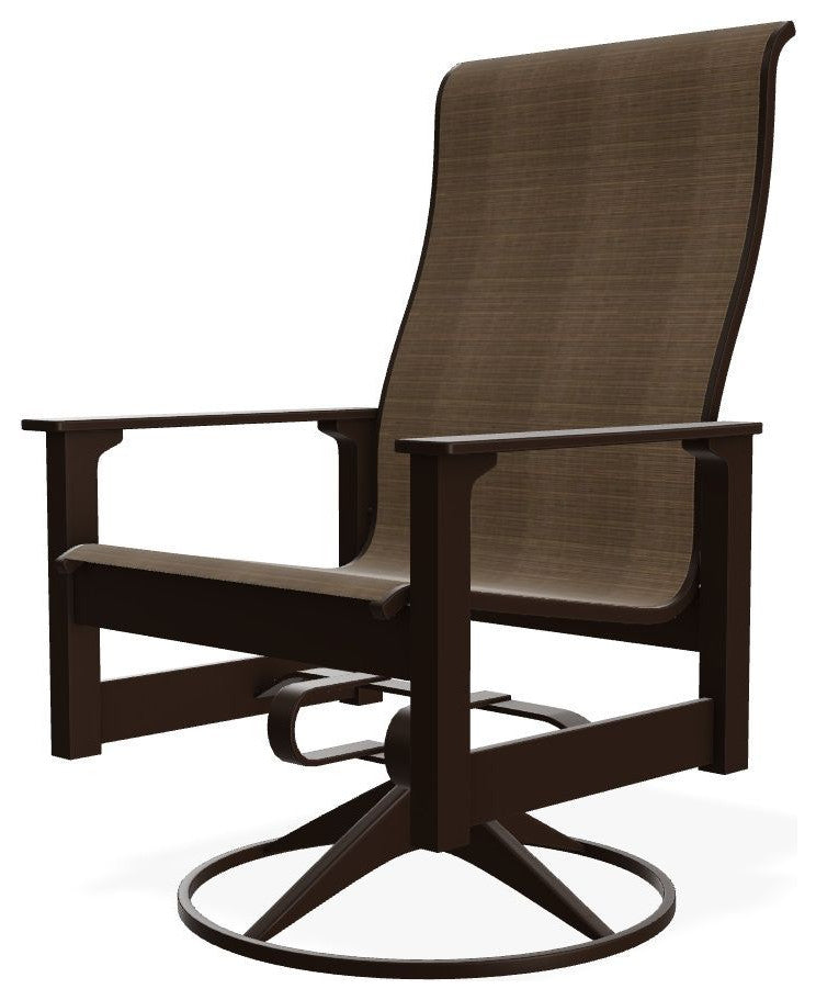 Leeward Sling Outdoor Swivel Rocker, Bark/Kona