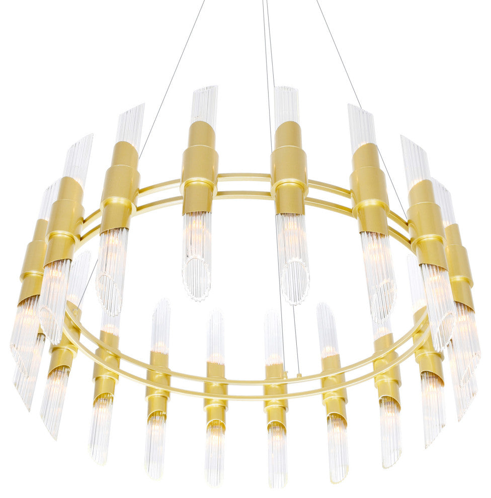 Croissant 36 Light Chandelier With Satin Gold Finish