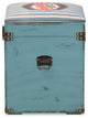 Caye Vintage Striped Fabric Upholstered Light Blue Wood Storage Trunk Ottoman