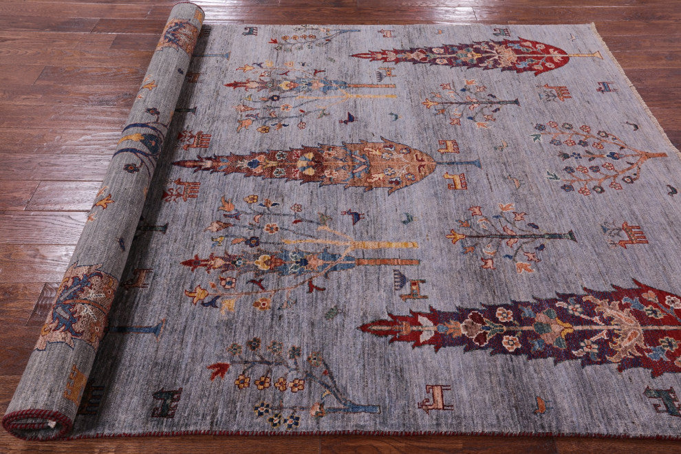 Tribal Persian Gabbeh Handmade Rug 5' 9" X 7' 10" Q5653