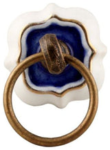 Set of Four Blue Ornate Ceramic Cabinet Knobs
