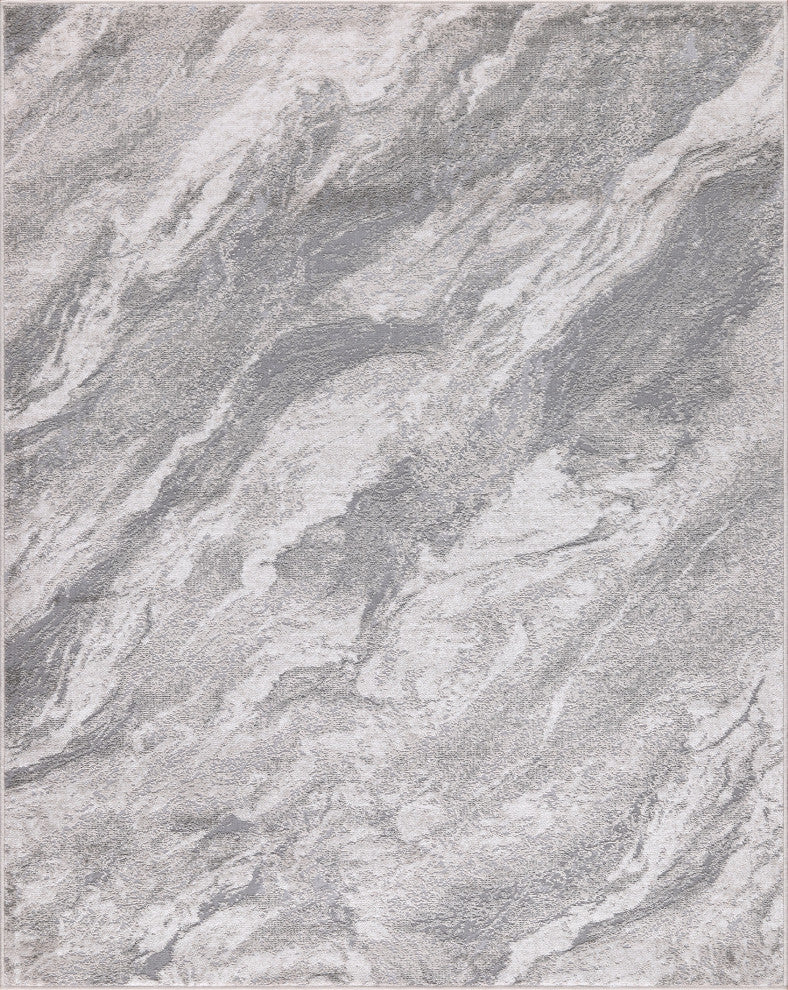 High-Low Silas Gray/Beige Rug, Gray, 7'9"x10'