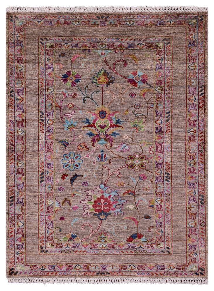 Handmade Persian Tabriz Wool Rug 3' 7" X 4' 7" Q10105