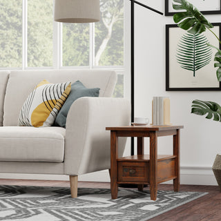 Warm Shaker Solid Wood 14" Rustic Narrow Side Table, Distressed Charcoal Brown