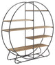 Unique Bookcase, Round Design With Black Metal Frame With Multiple Open Shelves