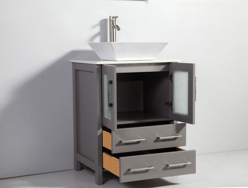 Vanity Art Bathroom Vanity Set With Sink, Gray, 36", Standard Mirror