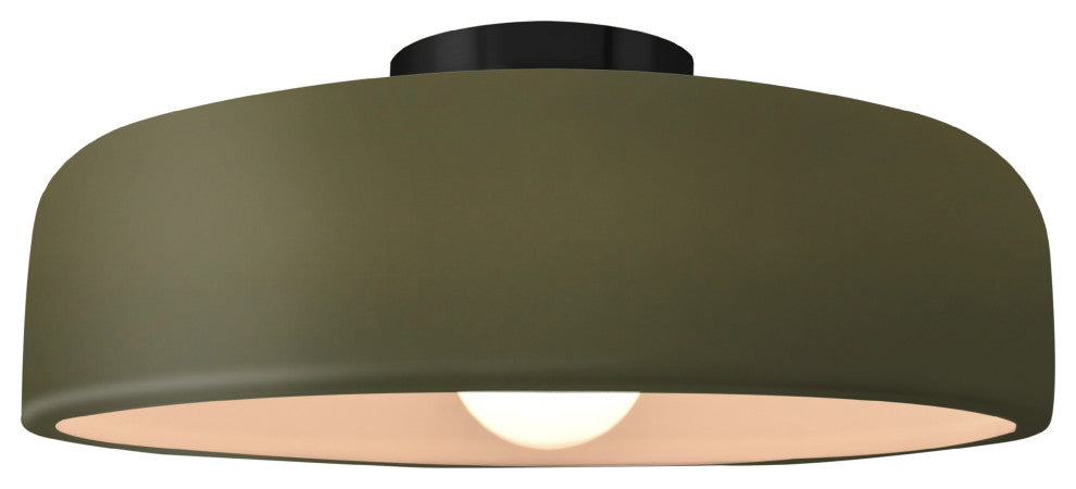 Radiance Large Spire Semi-Flush, Matte Green Frame, Matte Black Metal, Standard