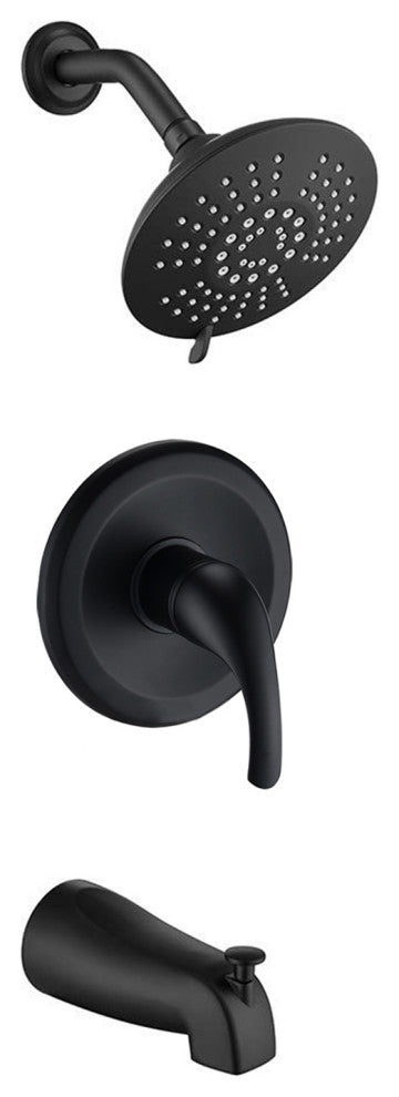 Tub and Shower Faucet Set With 5-Function Spray Head, Valve Included, Matte Blac