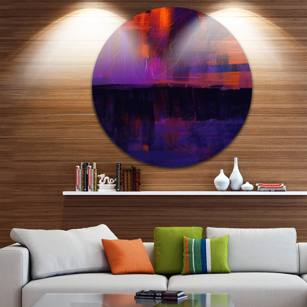 Blue Vs Red Textures, Abstract Disc Metal Wall Art, 11"