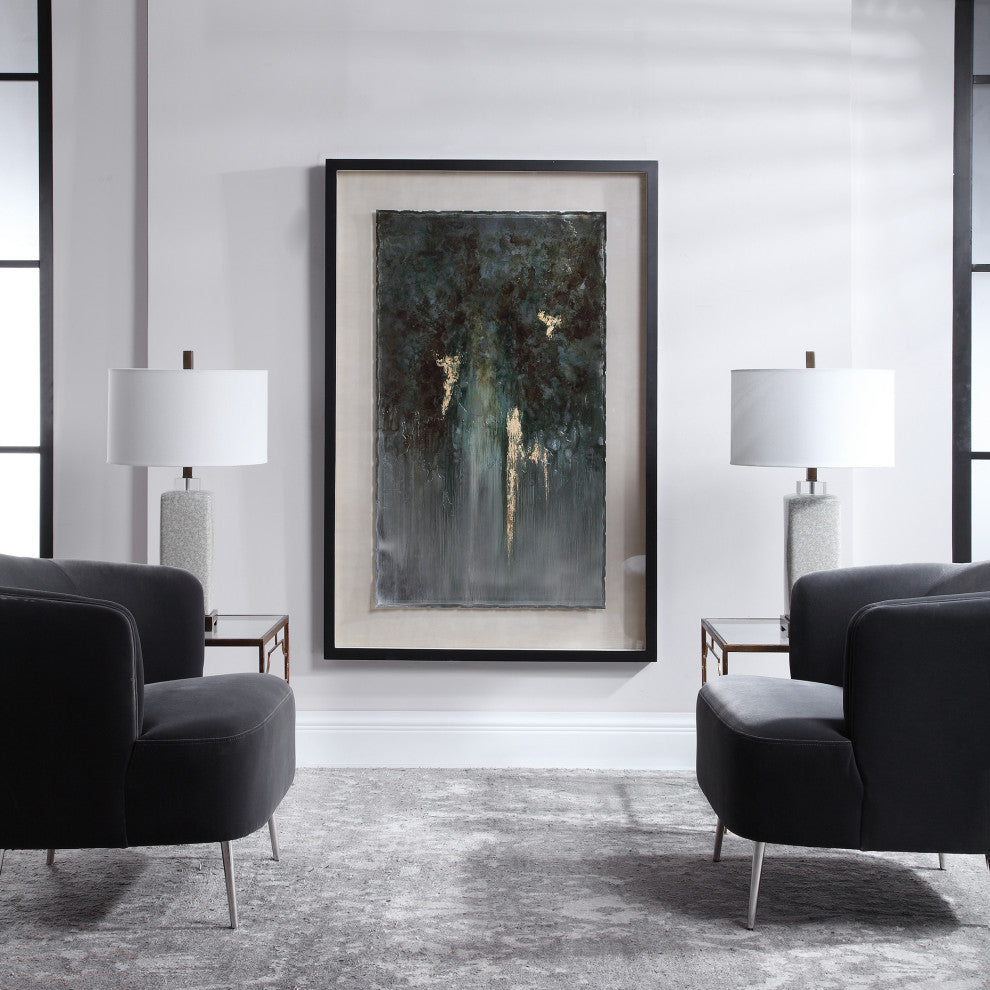 Oversize 60" Modern Metal Sheet Wall Art Painting Brown Silver Gold Rustic