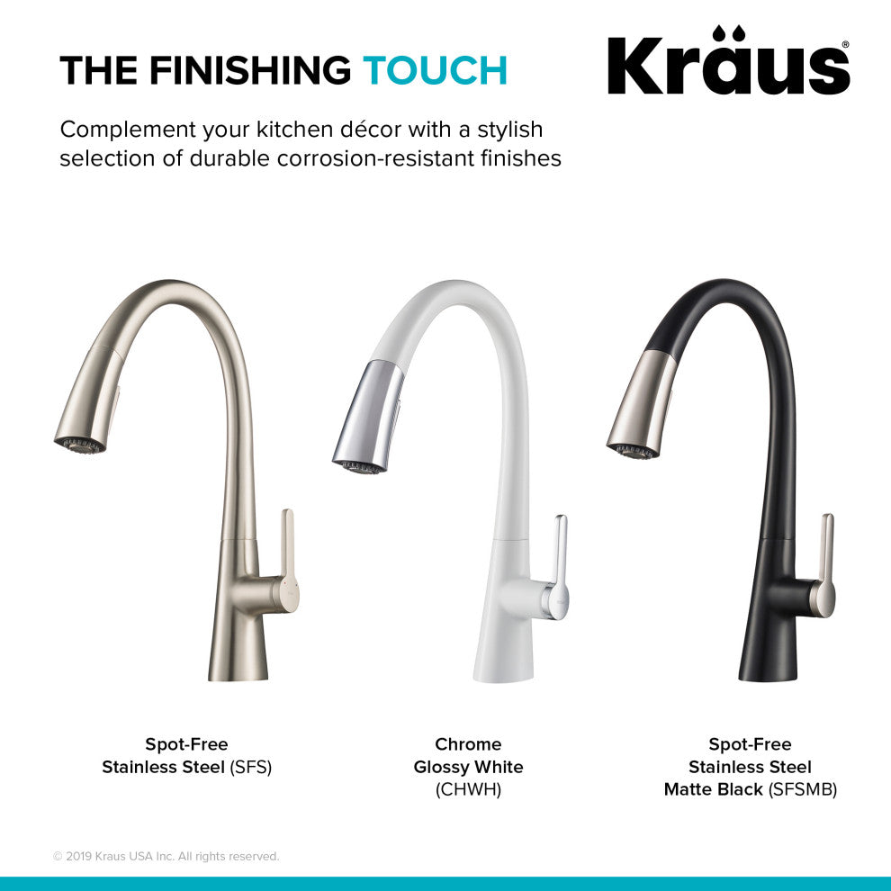 Nolen Pull-Down 1-Hole Kitchen Faucet Chrome White