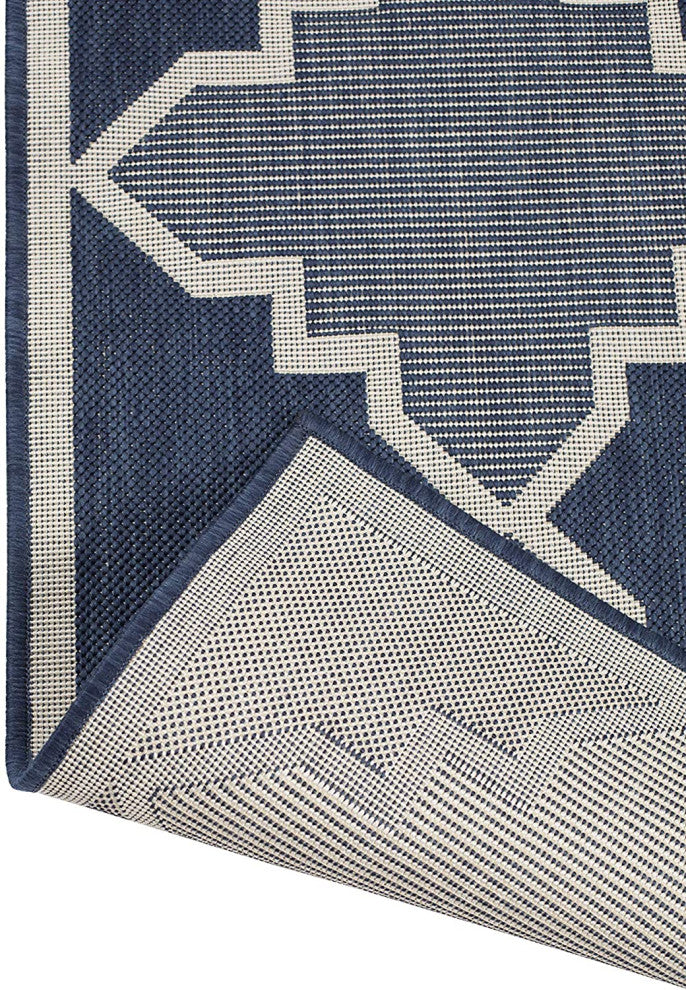 Outdoor Collection Trellis Diamond Rug Geometric Rug, Navy, 7'10"x10'