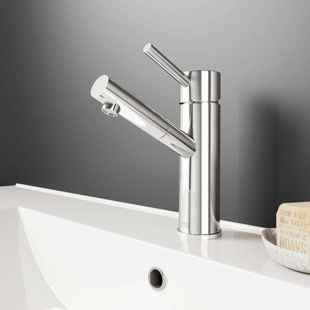 VIGO Noma 8" H Single Handle Single Hole Bathroom Faucet, Chrome