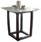 Square Marble Counter Height Table, White/Weathered Espresso Finish