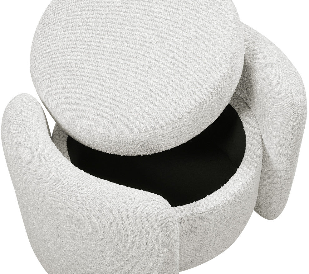 Horizon Boucle Fabric Upholstered Ottoman, Cream