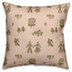 Folk Forest Motif, Pink Throw Pillow Cover, 16"x16"