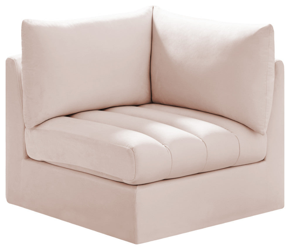 Jacob Velvet Upholstered Modular Corner Chair, Pink