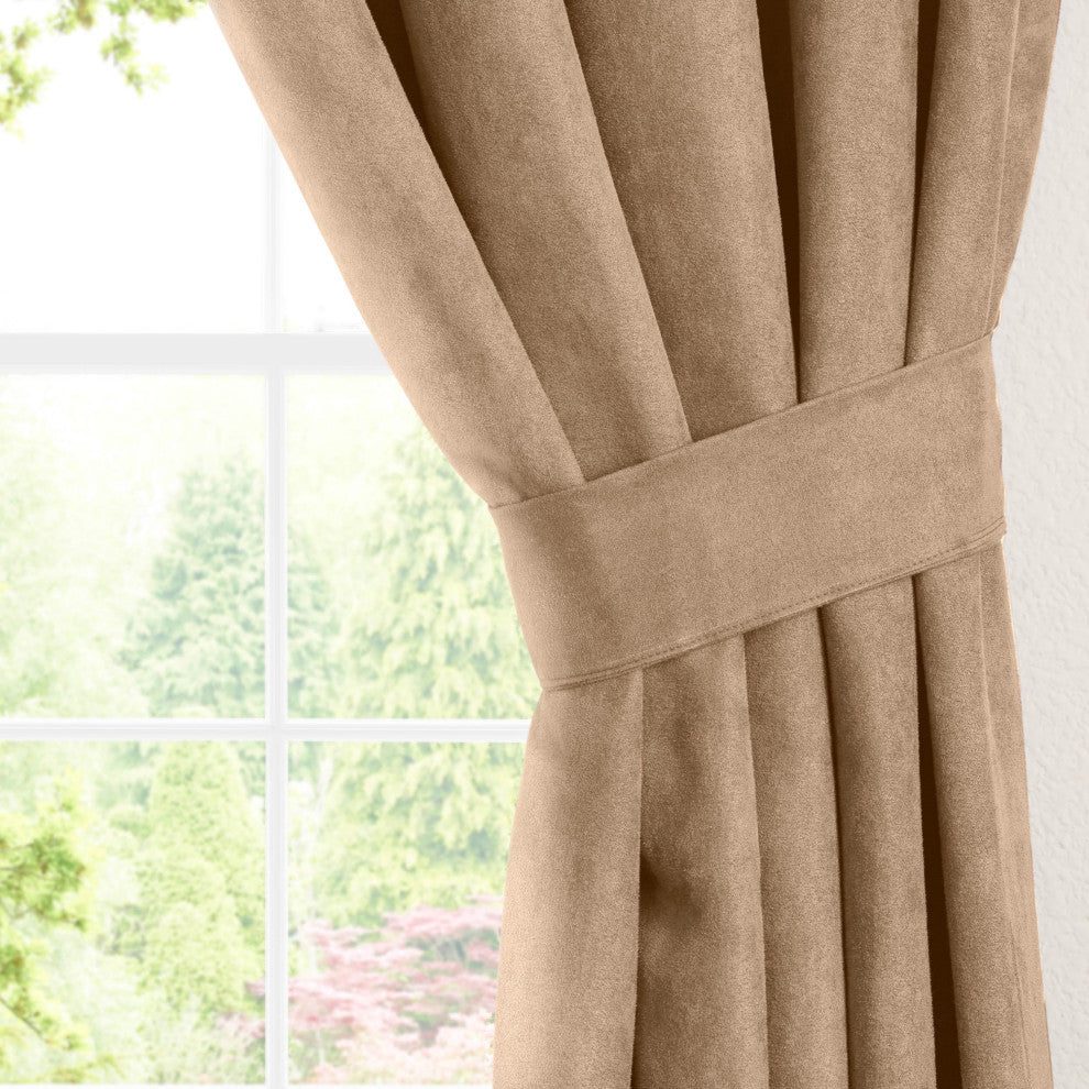 108"x52" Microsuede Blackout Curtain Panels, Set of 2, Java