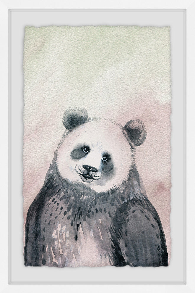 "Fluffy Panda" Framed Painting Print, 16"x24"