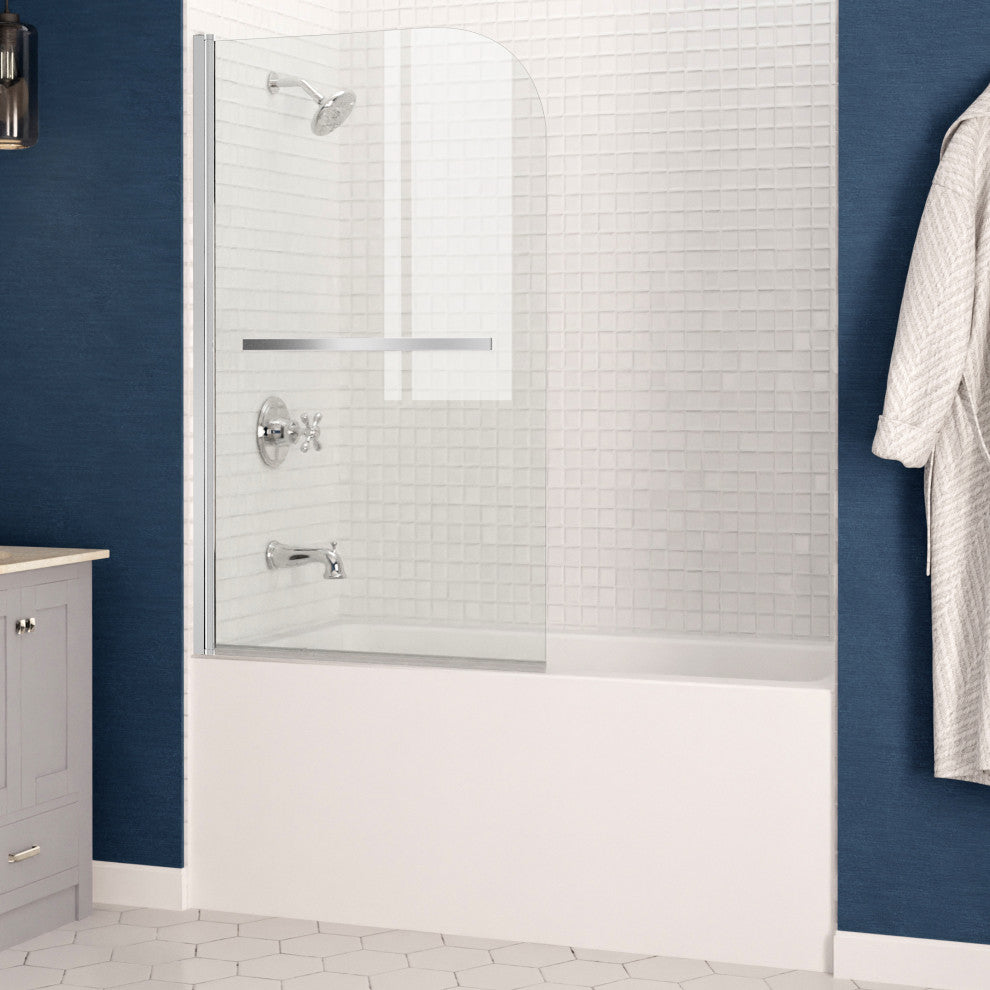 Anzzi 5' Left Drain Tub, White With 34" x 58" Tub Door, Chrome