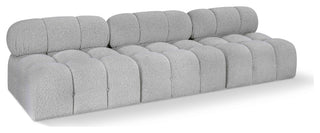 Ames Boucle Fabric Modular Sofa, Grey, 3-Piece: 3 Armless Chair