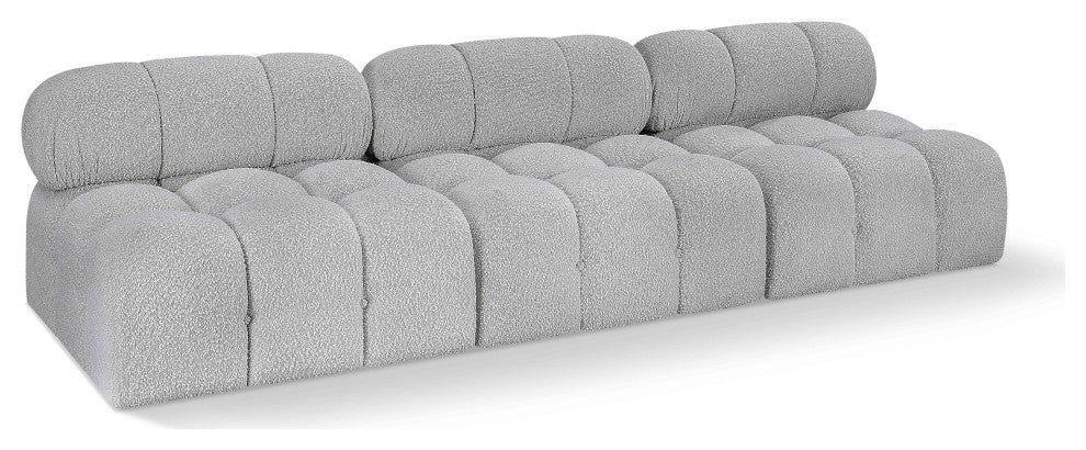 Ames Boucle Fabric Modular Sofa, Grey, 3-Piece: 3 Armless Chair
