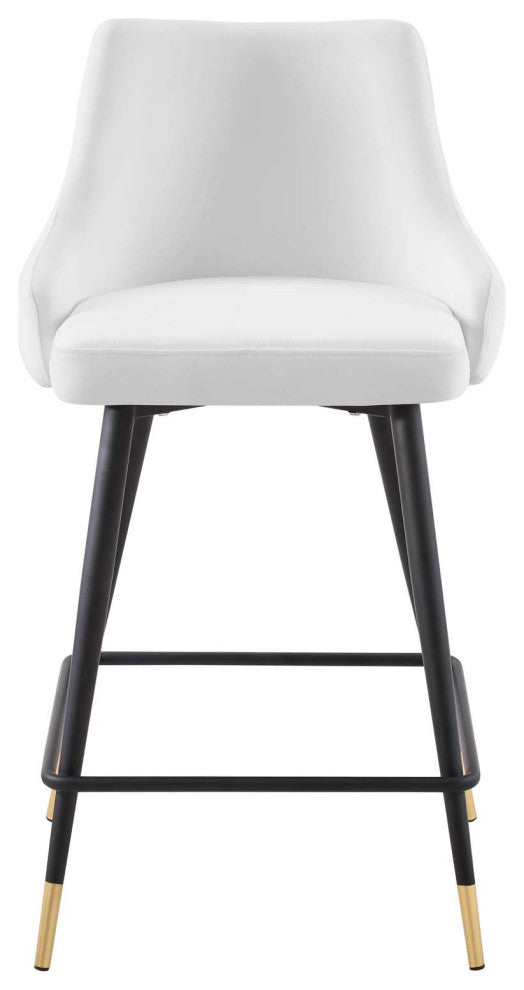 Counter Stool Chair, Set of 2, Velvet, White, Modern, Bar Cafe Bistro Restaurant