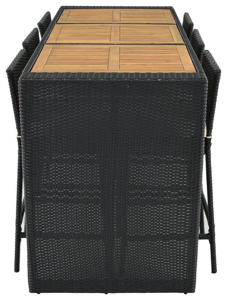 7 Pieces Outdoor Patio Bar Furniture Rattan Dining Table Set With Dining Chairs