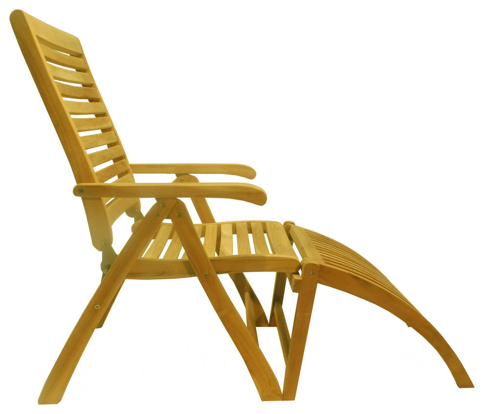 Teak Outdoor Dining Chair Ashley Reclining/Folding Arm Chair with Footrest