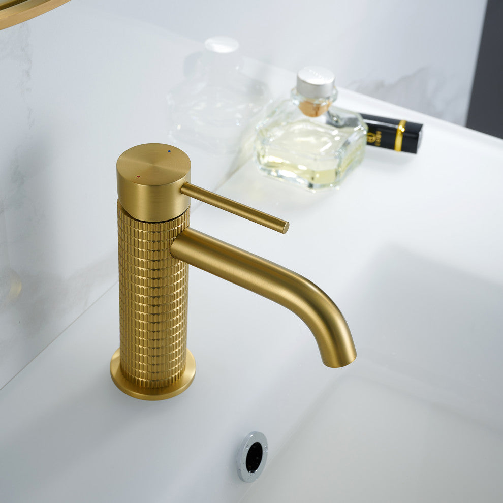 Mendavia Single-Handle Basin Bathroom Faucet, Brushed Gold, High Handle