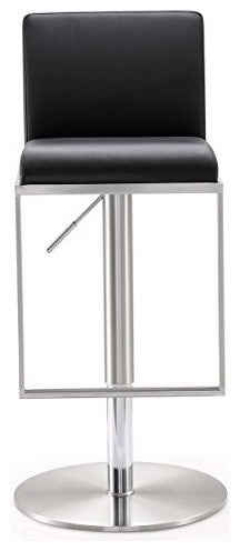 Amalfi Black Stainless Steel Adjustable Barstool - Black