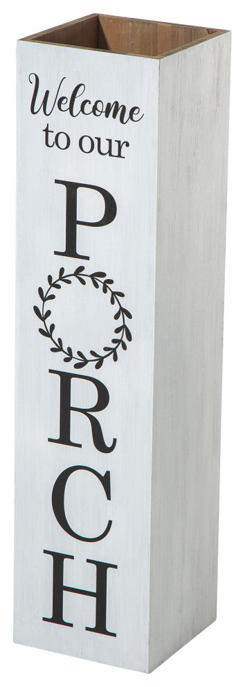 30"H Double Sided Solid White Boxed "Welcome Porch" Porch Sign