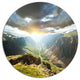 Stunning View Of Sunset In Mountains, Landscape Disc Metal Artwork, 23"