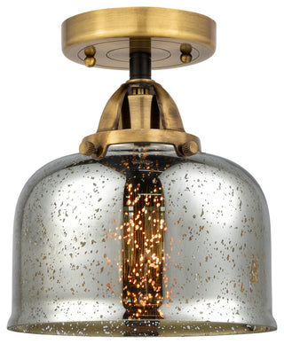 Large Bell Semi-Flush Mount, Black Antique Brass, Silver Plated Mercury