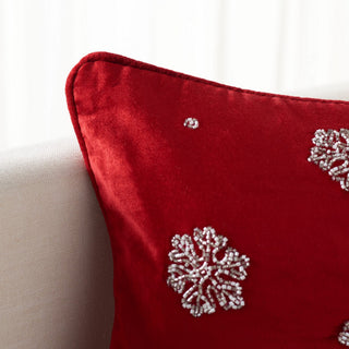 Safavieh Falling Snow Pillow Red 20" X 12"