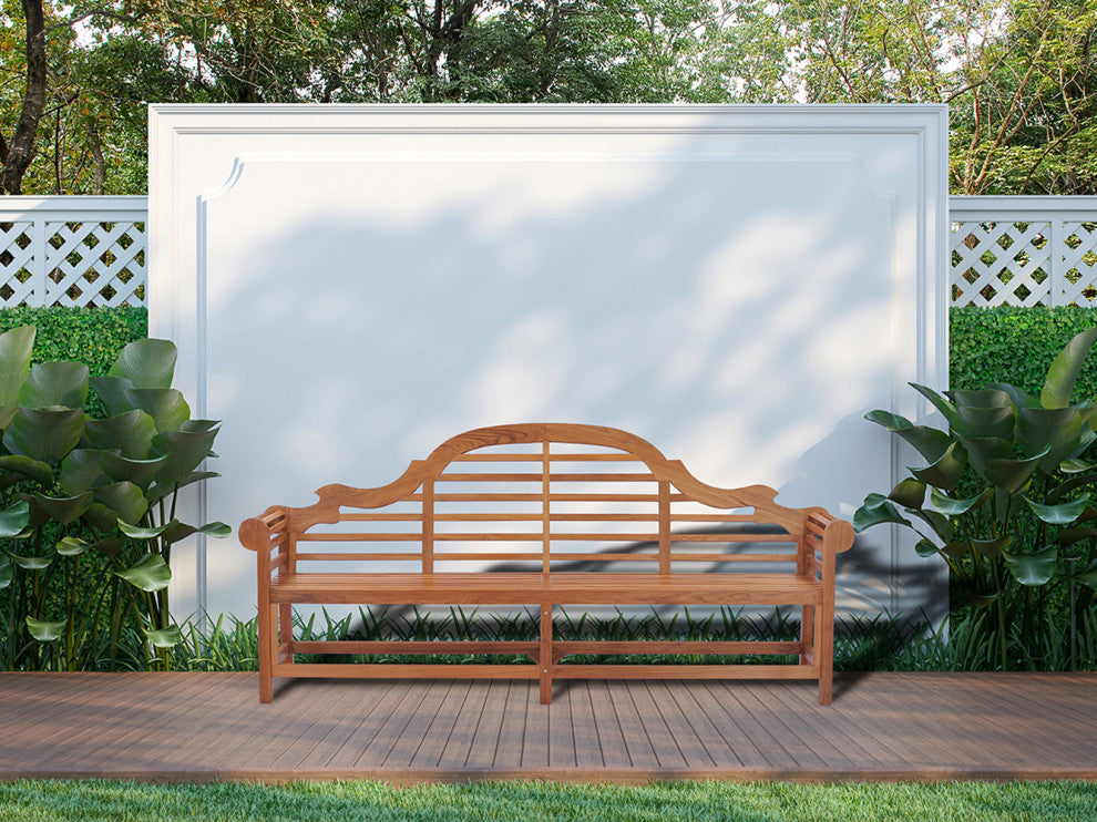 Teak Wood Lutyens Quadruple Outdoor Patio Bench, 8 Foot