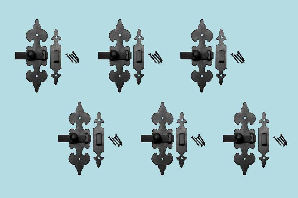 6 Cabinet Latch Wrought Iron Black Fleur de Lis 6" |