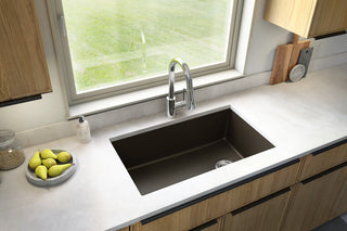 Karran Undermount Quartz Composite 32" Single Bowl Kitchen Sink, Brown