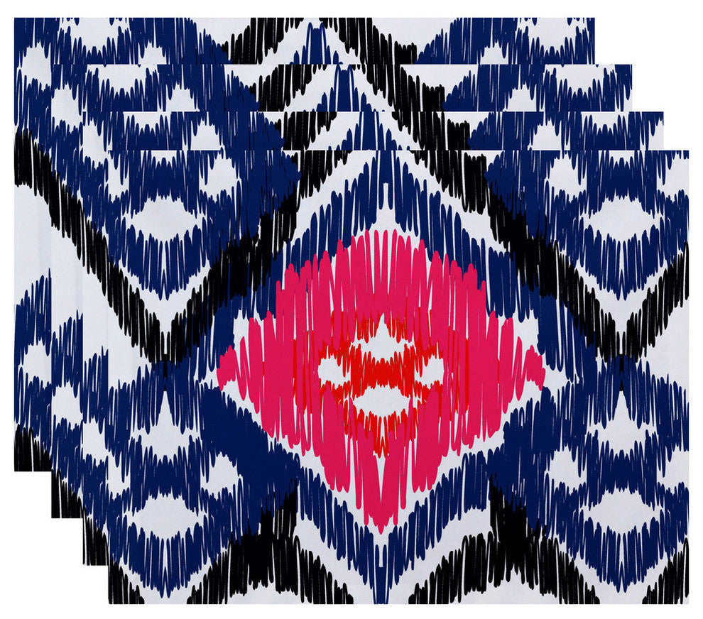 18"x14" Original, Geometric Print Placemat, Blue, Set of 4