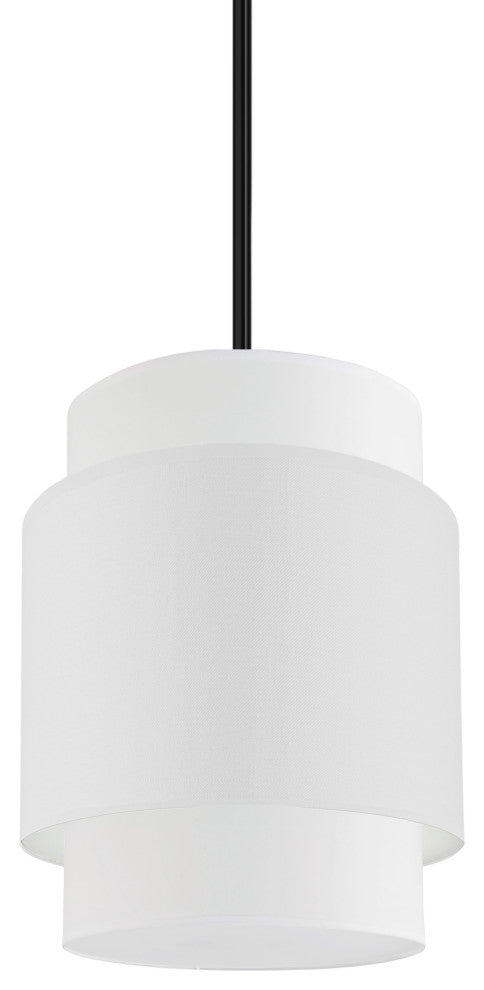 1-Light White Contemporary Pendant, Matte Black