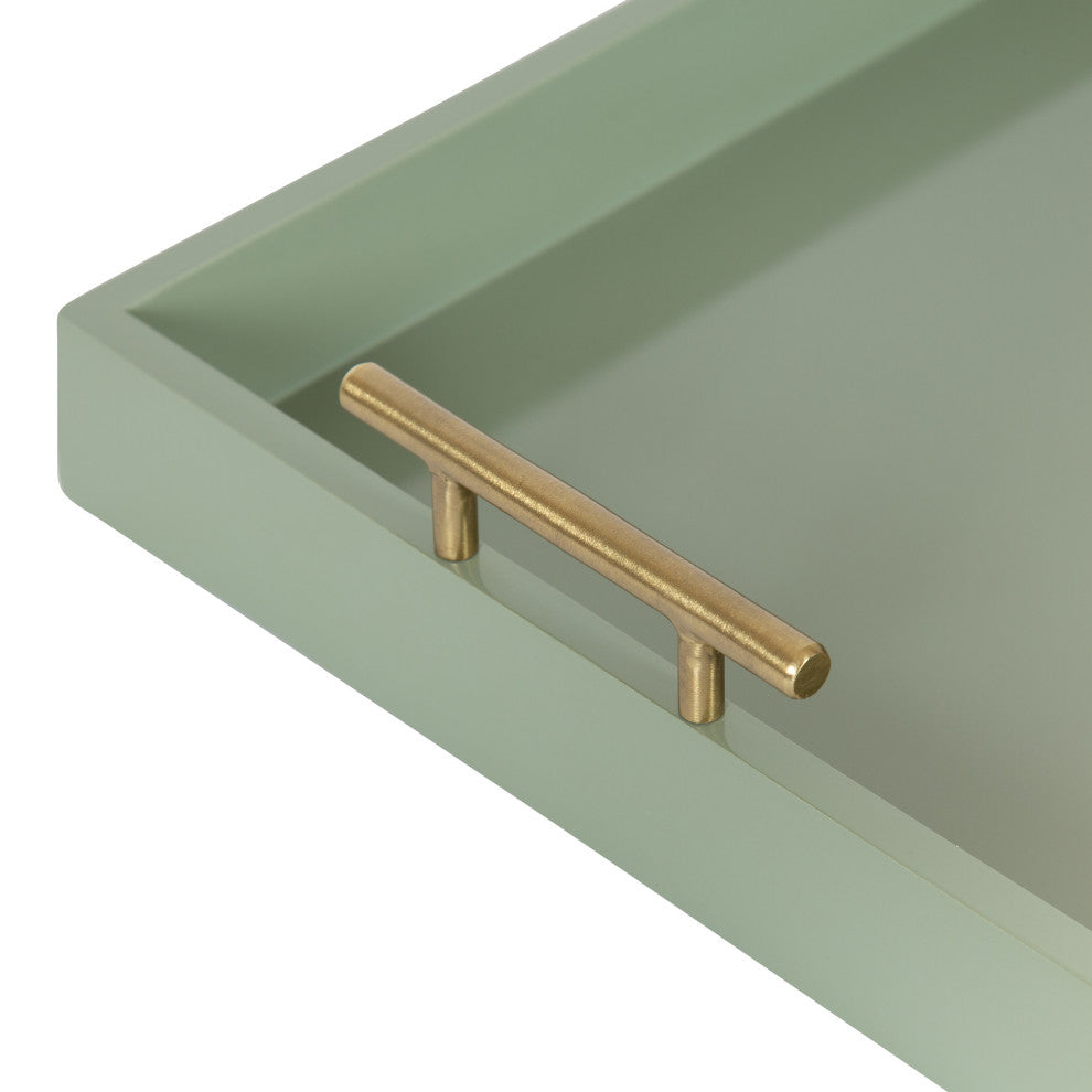 Lipton Decorative Wood Tray With Metal Handles, Green, 16.5"x12.25"