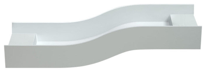 55" Polystone Left Wave Wallmounted Sink, Glossy White, No Faucet