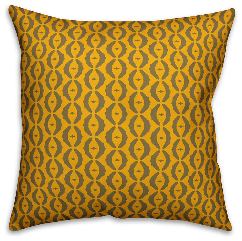 Oval Pattern, Yellow Throw Pillow, 18"x18"