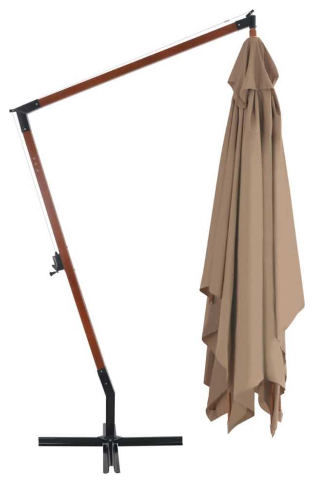Vidaxl Cantilever Umbrella With Wooden Pole 157.5"x118.1" Taupe