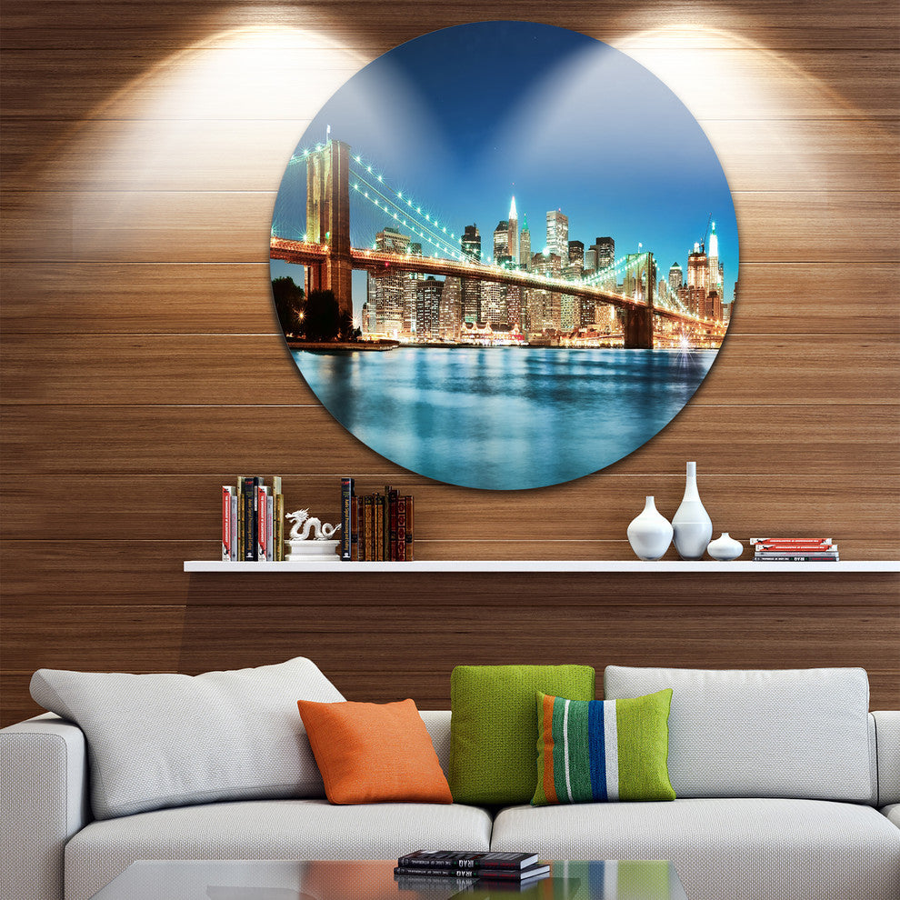 Big Apple New York, Cityscape Photo Round Wall Art, 36"