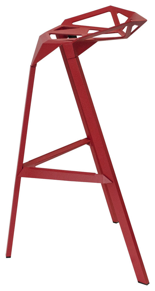 Mod Made Geometric Aluminum Modern Barstool, Set of 2, Red