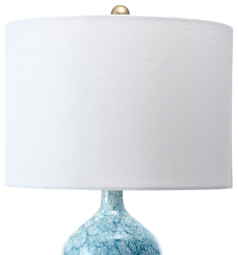 Nuloom 24" Glazed Polyresin Vase Cloth Shade Blue Table Lamp