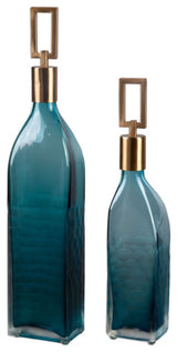 Uttermost Annabella Teal Glass Bottles, Set of 2