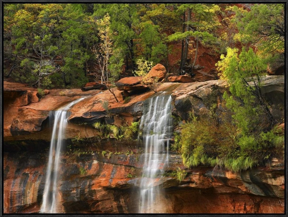 Cascades Tumbling 110 Feet At Emerald Pools, Zion National Park, Utah, 32"x24"